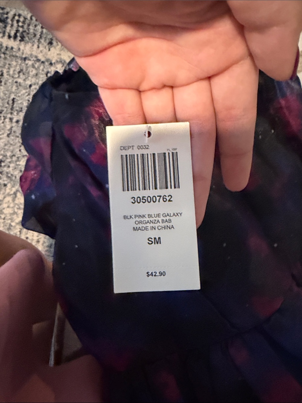 Women’s Off-Shoulder Galaxy Print Dress - Black/Purple/Pink - Picture 2 of 3